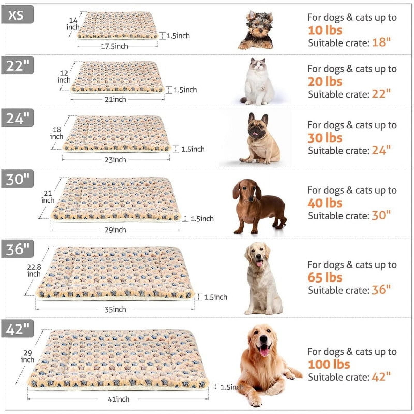 Dog Crate Mats with Cute Star Pattern Washable Pet Bed for Large Dogs Cozy Reversible Dog Crate Bed, Brown, 41*28
