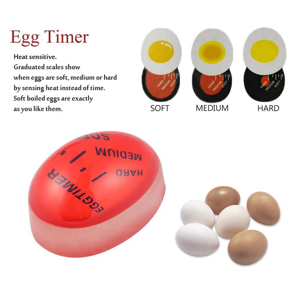 4 Pieces Egg Timer Boil Egg Timer Color Changing Egg Cooking Timer Soft Medium Hard Boiled Egg Timer for Kitchen Red