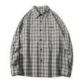 thumbnail image 2 of Zylanna Men's Button Down Shirts, Plaid Turndown Collar Long Sleeve Relax Fit Casual Tops for Men Gray, 2 of 8