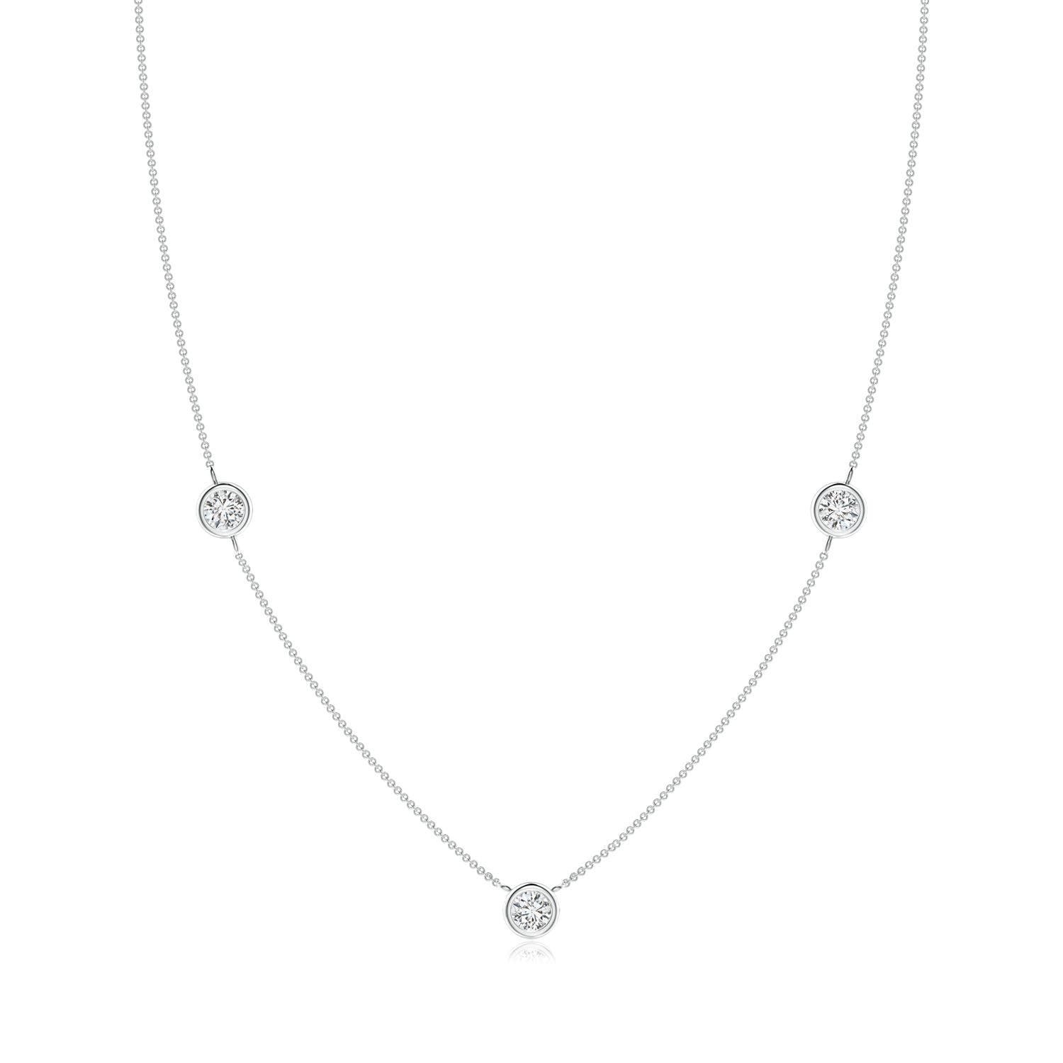 ANGARA Natural Bezel-Set Diamond Chain Necklace in 14K White Gold for Women (Size-4.1mm| Color-H| Clarity-SI2) | April Birthstone, Anniversary, Jewelry Gift for Women | Natural Diamond Necklace