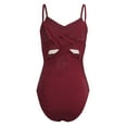 thumbnail image 5 of TSSOE Classic V-Neck Camisole Dance Leotards for Women Cotton Spaghetti Straps Ballet Costume Burgundy XS, 5 of 7