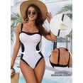 thumbnail image 4 of MOYIKO Women Slimming Tummy Control One Piece Swimsuit Retro Square Neck Bathing Suit, 4 of 7