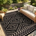 thumbnail image 2 of Lahome Waterproof Outdoor Rug 8x10, Large Reversible Plastic Straw Mat - Indoor/Outdoor Use for Patio Deck Balcony Garden Camping, Lightweight & Portable, Black & Beige, 2 of 9
