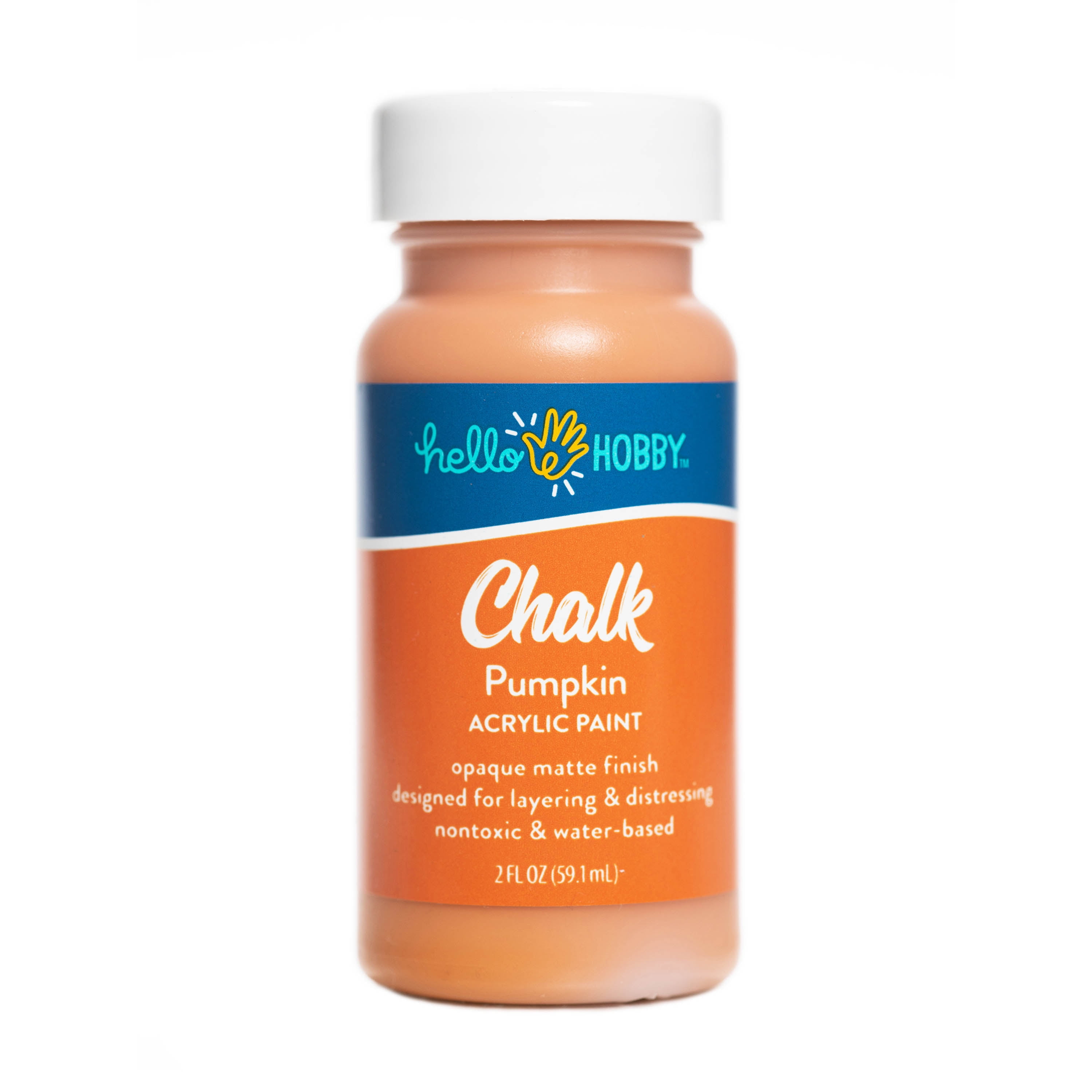 Hello Hobby Chalk Acrylic Paint, Ultra Matte, Pumpkin, 2 fl oz 40479
