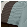 thumbnail image 4 of Drevy 8-Piece Blue Brown Beige Pleated Stripe Comforter Set California King Bedding Set, 4 of 5