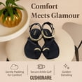 thumbnail image 5 of Cushionaire Secret Flat Sandals for Women with Gold Ankle Cuff and Toe Ring Strap, Vegan Leather Dress Sandals, 5 of 19