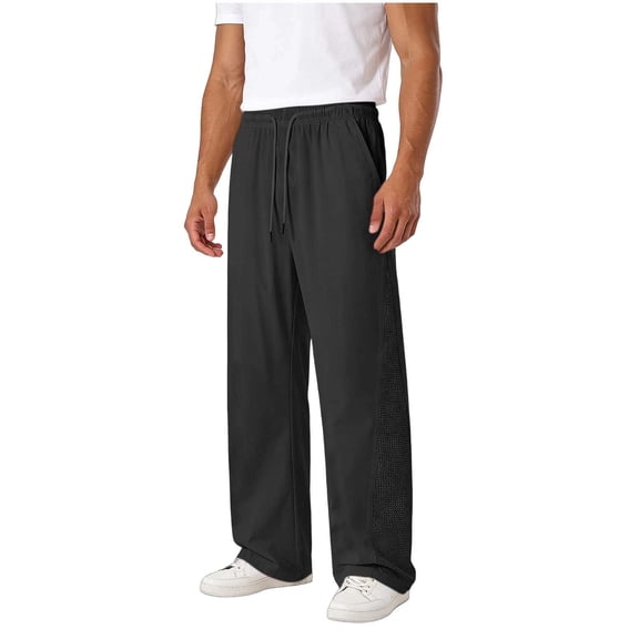 USNSM (M-5XL) Big and Tall Mens Casual Sweatpants Drawstring Elastic Waist Workout Pants Straight Leg Outdoor Sports Trousers with Pockets Black XXXL