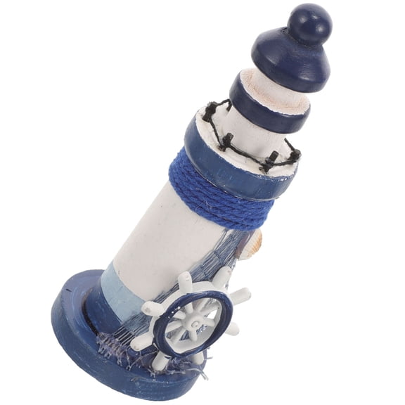 MERRYHAPY Mediterranean Style Wooden Lighthouse Figurine Miniature Tabletop Decor for Office Home 5.1×2×2in