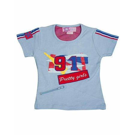 - Giga - Little Girls Short Sleeved Tee Light Blue Pretty Jeans / 4