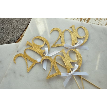 2019 Graduation Centerpiece Sticks with Bows. Crafted in 1-3 Business Days. Graduation Centerpiece Ideas. 3 Gold 2019 Wands with White