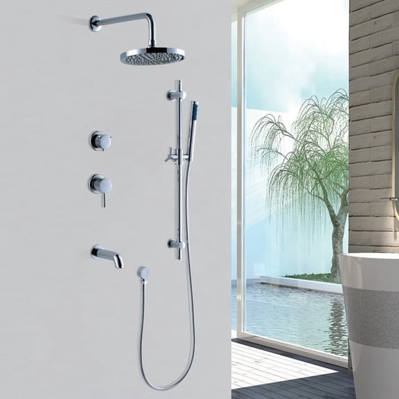 Juno 8" to 16" Round Shower Head Set Stainless Steel Chrome plated top shower Set