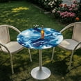 thumbnail image 3 of SEANATIVE Round Table Cloths Pack of 4 Fitted Spandex Cocktail Table Top Cover Table Topper Cap Round Picnic Table Cloth with Elastic Edged Tablecloth for 24" Round Tables, Blue Marble, 3 of 7