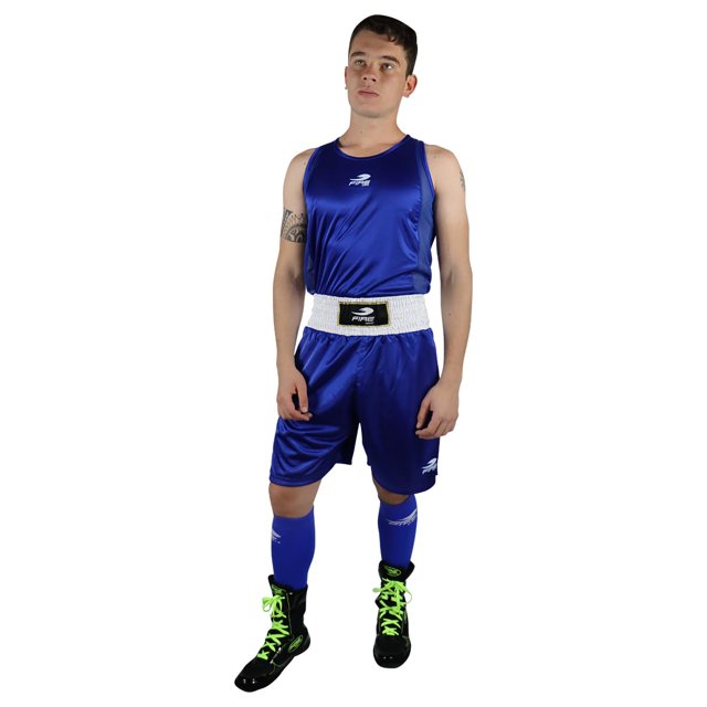 FIRE SPORTS® Uniforme Oficial Azul Box Olímpico Varonil (Azul, Mediano)