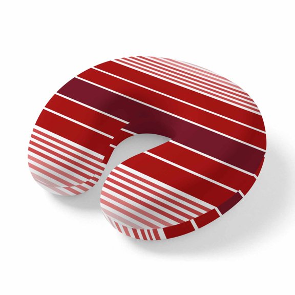 Neck Pillow Abstract Gradient Red White Stripes Travel Pillow Memory Foam U Shaped Pillows, Ombre Modern Art Travel Neck Pillows for Airplane Car Office Home Sleeping Rest