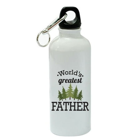 

World s Greatest Father White Aluminum Sports 20 oz Water Bottle