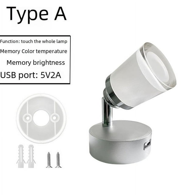 Luz LED RV con tono de atenuación táctil, luz para barco y yate, luz de noche recargable por USB, luz de lectura para RV de 12-24V.