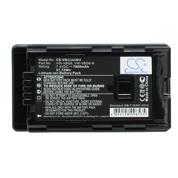 Battery for Panasonic AG-HMC40 VW-VBG6 VW-VBG6GK VW-VBG6-K VW-VBG6PPK 7800mAh