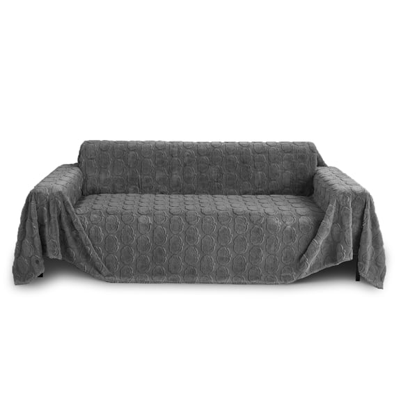 Eurhowing Velvet Couch Cover, Non-Slip Sectional Sofa Slipcover Blanket, Soft Cozy Washable Furniture Protector for Pets & Family, 71"×118" Dark Gray