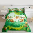 thumbnail image 2 of Homewish Zoo Animal Monkey Queen Comforter Set,Tropical Monstera Leaf Plam Bedding Sets,Green Brown Bedding Comforter Set For Boys Teens，Luxury Bedroom Decor,3pcs, 2 of 8