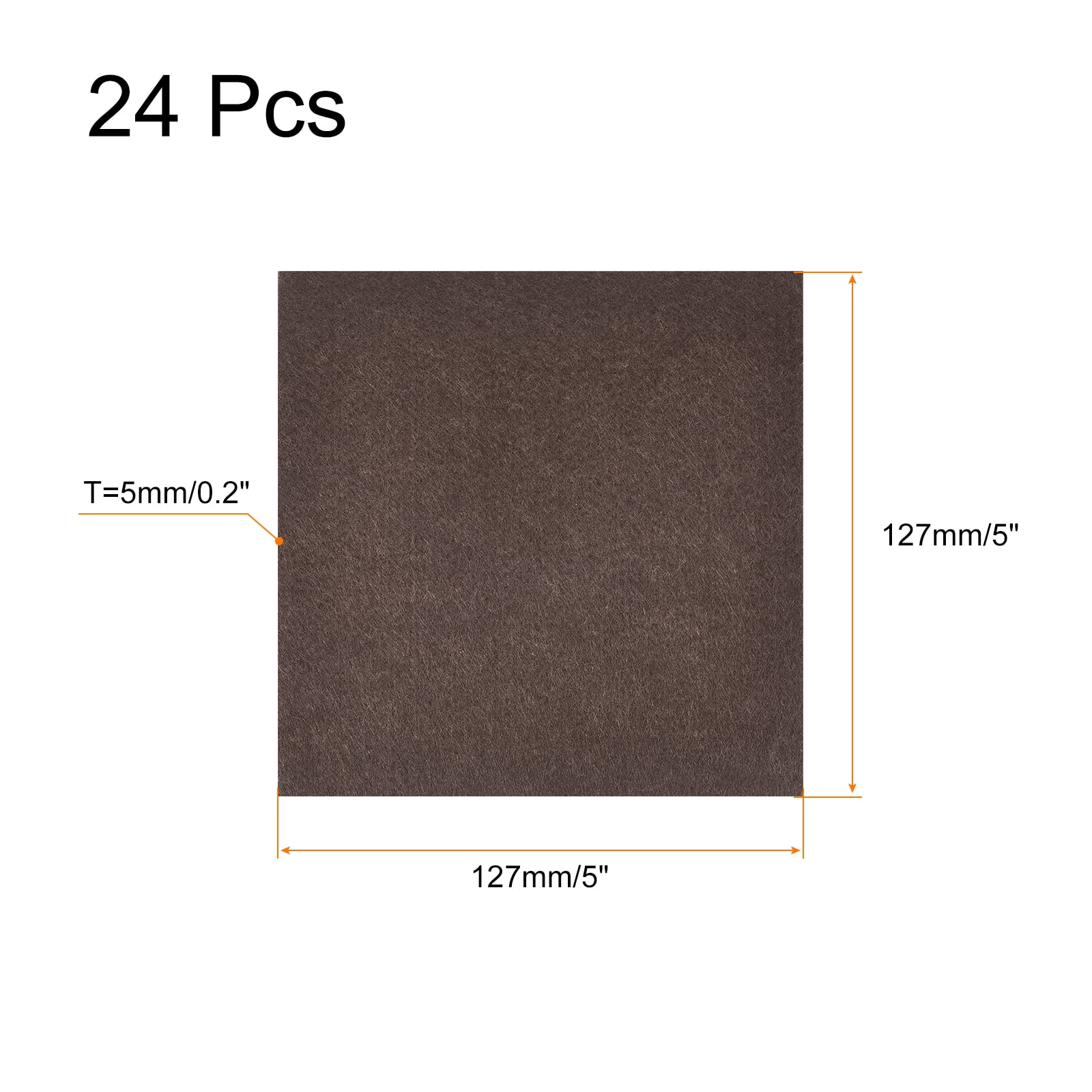 Felt Furniture Pads, 5" x 5" Self Adhesive Square Floor Protectors, Brown 24Pack