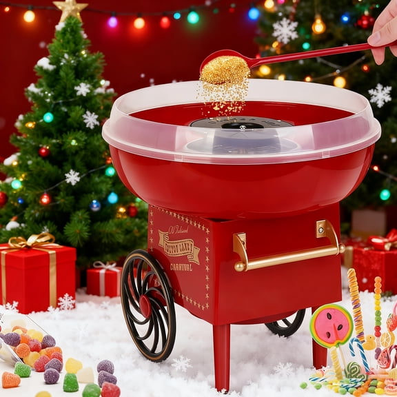 Mini Countertop Cotton Candy Machine Kit, Vintage Portable Candy Floss Maker, Homemade Sweets for Birthday/Home/Party Gatherings, Ideal Gift