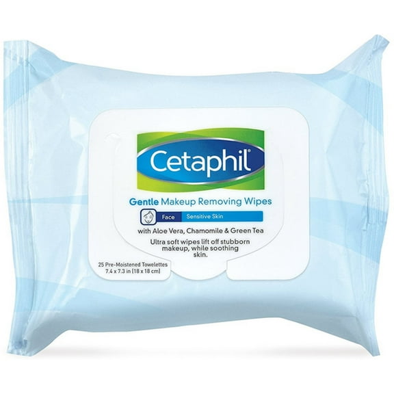 Cetaphil Gentle Makeup Removing Wipes 25 ea (Pack of 2)