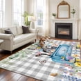 thumbnail image 2 of 5x8 Area Rugs for Living Room, Animals Flowers Non Slip Area Rugs for Kitchen Bedroom Entryway, Weeping Spring Floral Elegant Checkered Washable Carpet Runner Rug Floor Mats for Bedroom Home Decor, 2 of 8