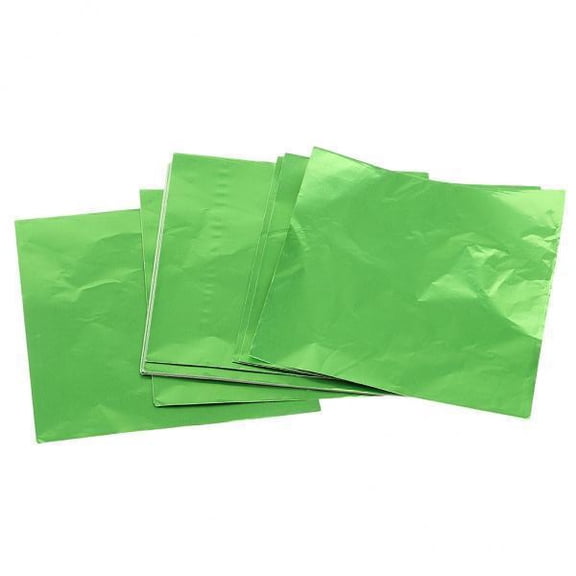 2x 100x Square Aluminium Candy Wrappers Candy Wrapping Paper for DIY Chocolate, Caramel, Fudge Packaging Green