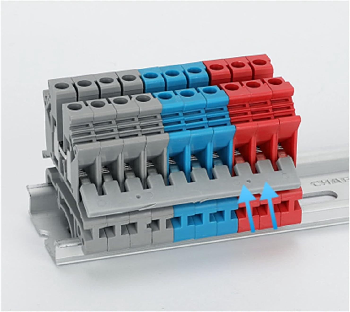 -5 six-sided track terminal block snap-in jumper 5 external bridging copper jumpers, 10-6