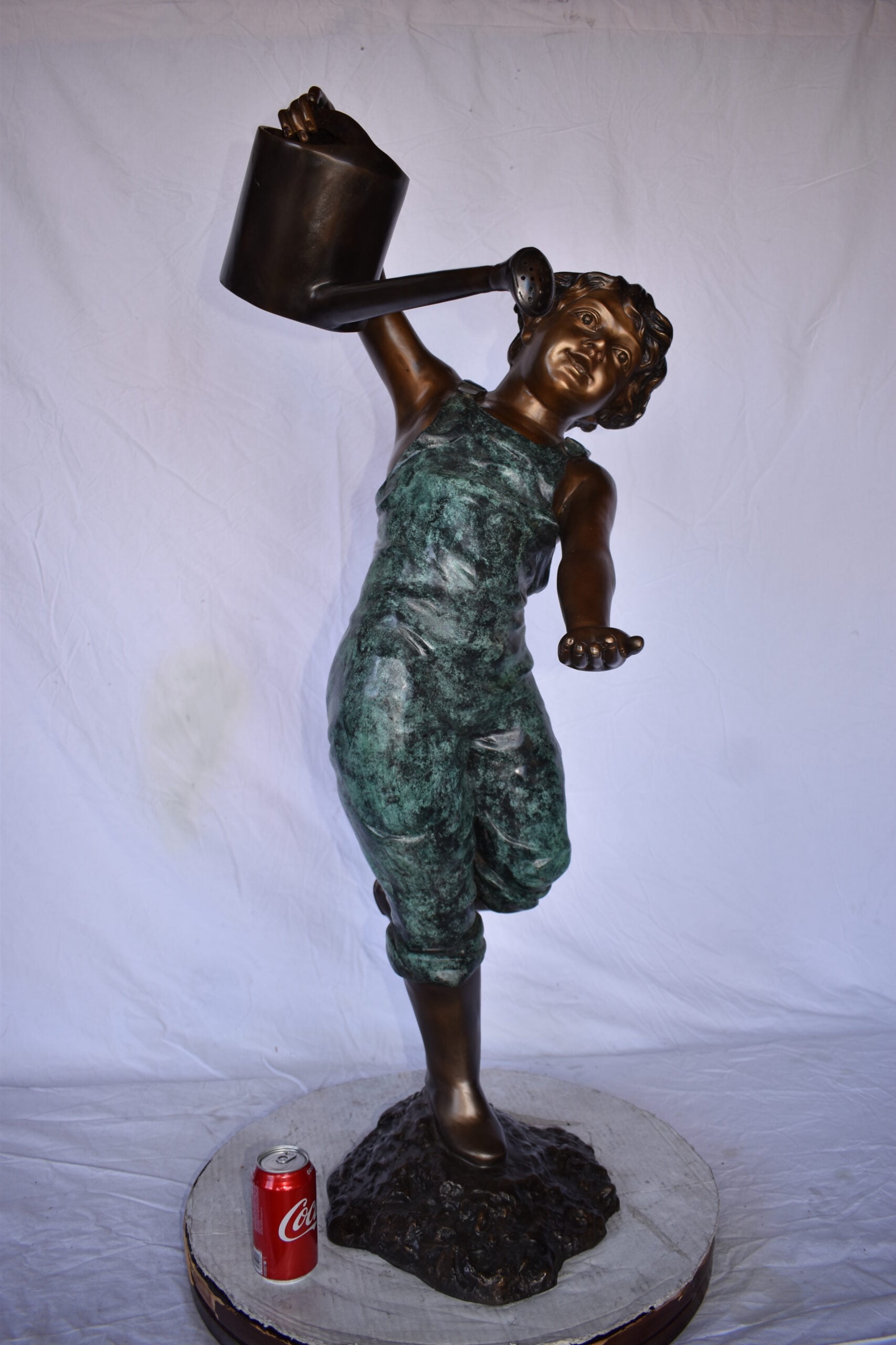 Nifao Standing Boy with Watering Can Outdoor Fountain Statue, Bronze Garden Water Feature Sculpture for Patio & Yard – Outdoor Garden Decor Sculpture, 24"L x 22"W x 48"H