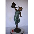 thumbnail image 3 of Nifao Standing Boy with Watering Can Outdoor Fountain Statue, Bronze Garden Water Feature Sculpture for Patio & Yard – Outdoor Garden Decor Sculpture, 24"L x 22"W x 48"H, 3 of 10