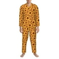 thumbnail image 3 of Naloa Brown Wood Grain Sunflower A Men’s Pajamas Set - Long Sleeve Button Down Sleep Shirt and Pajama Bottoms Sleepwear Set-Medium, 3 of 7