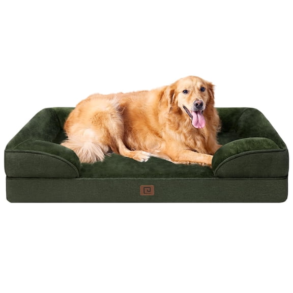 Cama ortopédica para perros EHEYCIGA, impermeable, espuma viscoelástica XL, verde oscuro