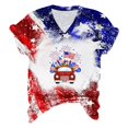 thumbnail image 2 of Fiudx Liquidación de Ofertas Flash Camiseta Informal de Manga Corta con Cuello En V y Estampado de Independencia para Mujer, 2 of 3