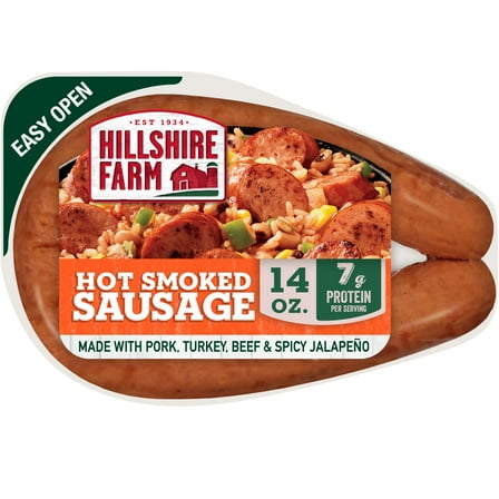 Hillshire Farm Hot Smoked Sausage Rope, 14 oz (Refrigerated)