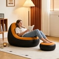 thumbnail image 4 of WIHJ Inflatable With Flocking Comfortable Adult Inflatable Vinyl Folding Recliner/air Mattress With Footstool And Air Suitable For Indoor And Outdoor Living, 4 of 6