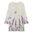 thumbnail image 3 of Lavender Flowers Loose Dress Evening Dress Summer Dresses for Women Luxury Dress Long Sleeved Dress, 3 of 4