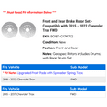 thumbnail image 2 of Front and Rear Brake Rotor Set - Compatible with 2015 - 2022 Chevy Trax FWD 2016 2017 2018 2019 2020 2021, 2 of 2