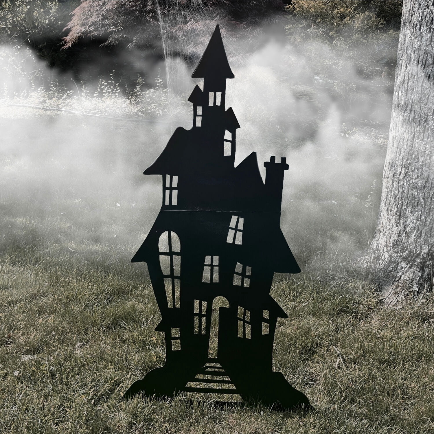 Haunted Hill Farm Haunted House Iron Halloween Silhouette