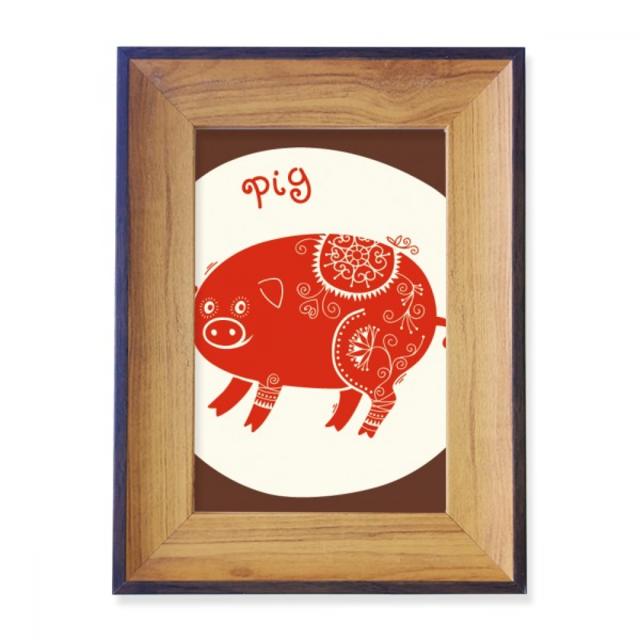 Année de Porc Animal Chine Zodiac Rouge Photo Cadre Exposition Affichage Art Bureau Peinture