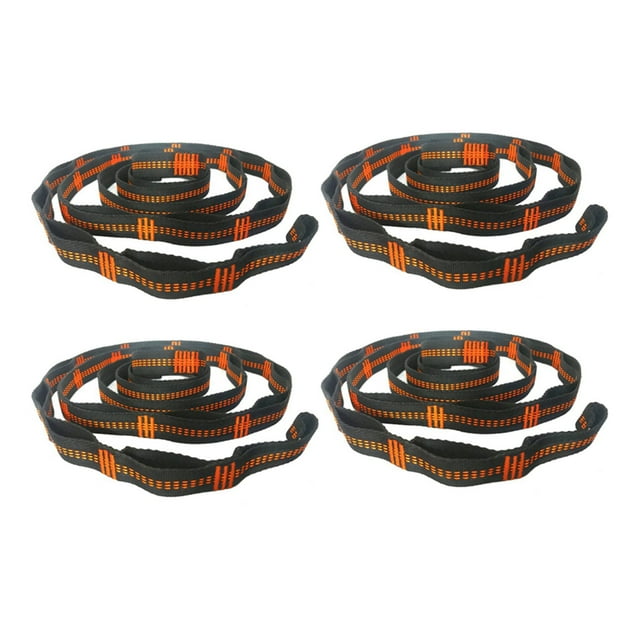 4X Outdoor Hammock Tree Straps Tree Tie Rope High Load-Bearing Nylon Webbing Rock Climbing Flat Belt Cover Orange