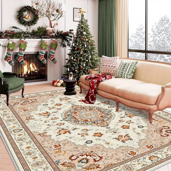 1PC Oriental Style Area Rug Partial Carpet, Lightweight Washable Easy-to-Manage Carpet Mat Festival Gift, Suitable for Living Room, Bedroom, Dining Room, Office, Balcony, Room Accessories