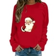 thumbnail image 4 of Winter Plus Size Fall Sweaters for Women Women's Casual Solid Color Christmas Santa Printed Long Sleeved Sweatshirt Funny Hoodies Red XXL, 4 of 4