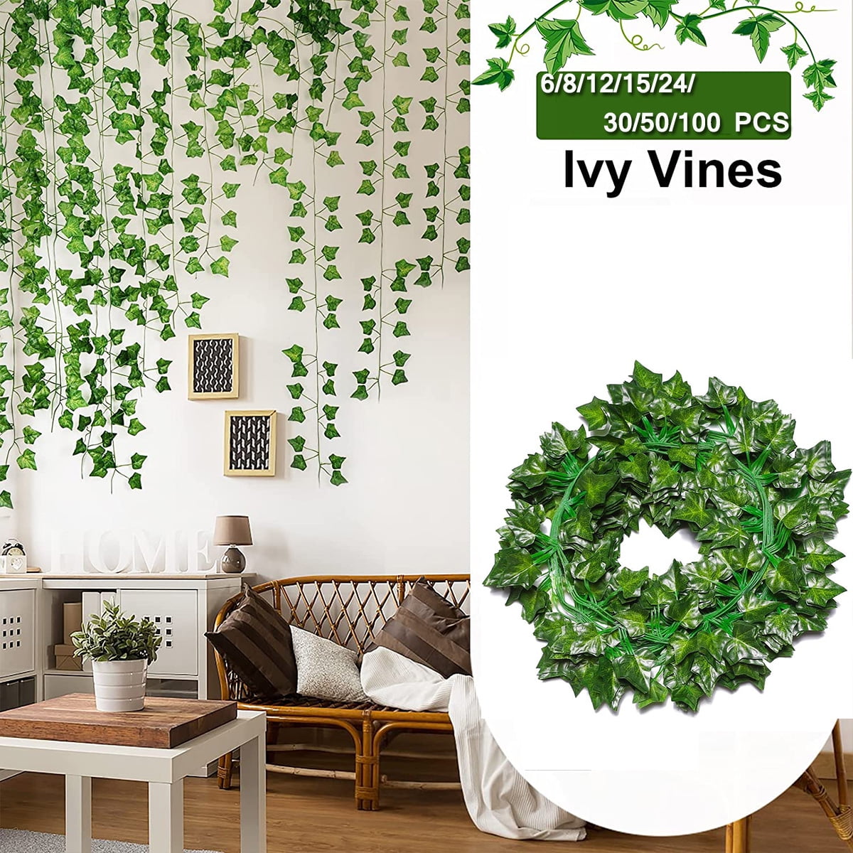 Wabjtam 24pcs Fake Vines Fake Ivy Leaves Artificial Ivy, Ivy Garland  Greenery Vines For Bedroom Decor Aesthetic Silk Ivy Vines For Room Wall  Decor