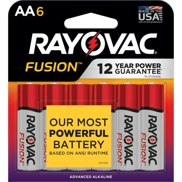 Rayovac Fusion AA Batteries (6 Pack), Double A Alkaline Batteries