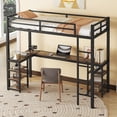 thumbnail image 6 of Bellemave Twin XL Loft Bed with L-shaped Desk and Storage Shelves, Twin XL Size Metal Loft Bed Frame for Students, Teens Loft Bed with Guardrails and Ladder, No Box Spring Needed, Black, 6 of 10