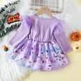 thumbnail image 4 of Icvfdpl Toddler Girls Dress Halloween Newborn Infant Long Sleeve Cartoon Pumpkin Letters Prints Bowknot Mesh Tulle Princess For Kids 12-18 Months, 4 of 9