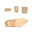 thumbnail image 2 of BLISSFUL STEP Women's Boots Pointed Toe Glitter Stiletto Heel Knee High Boots  Gold 11, 2 of 6