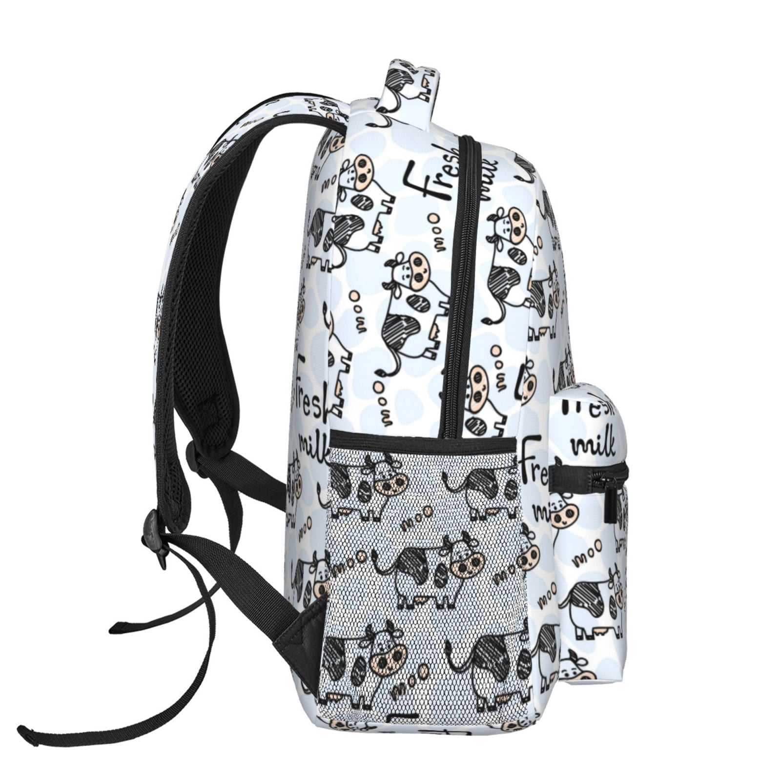 Ratiio Cow With Fresh Milk Print Eco-Friendly Casual Backpack, Water-Resistant Polyester Canvas Daypack with Smooth Zippers, Comfortable & Durable Travel Bag with Laptop Compartment