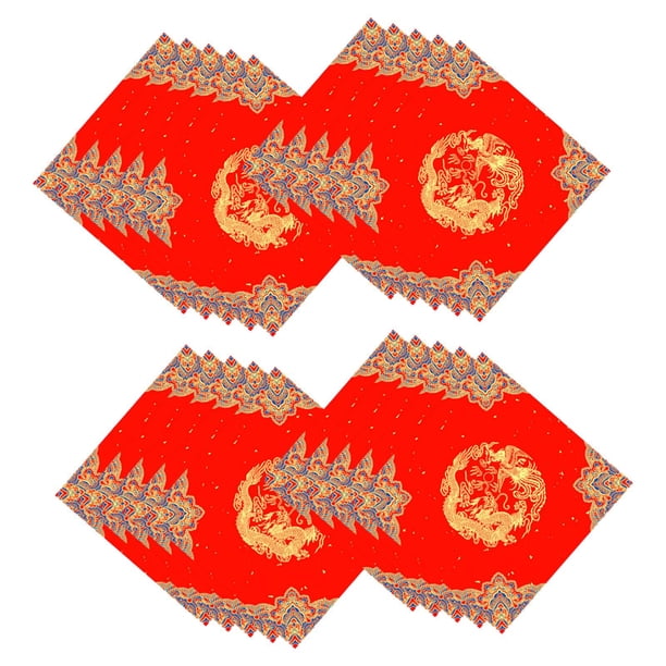 Papel chino Xuan Doufang rojo cuadrado, papel rojo escribible, decoraciones de año Nuevo chino 2026 para hogar, tiendas, restaurantes y oficinas. 34 cm x 34 cm
